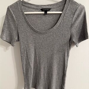Banana Republic Gray Ribbed Short Sleeve Top